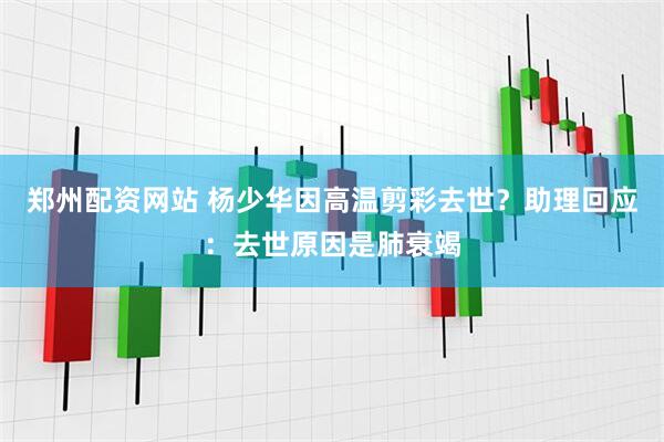 郑州配资网站 杨少华因高温剪彩去世?助理回应:去世原因是肺衰竭